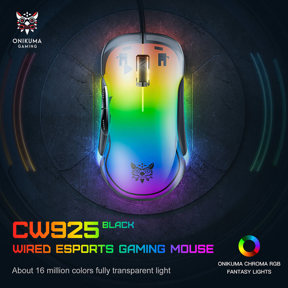 เมาส์เกมมิ่ง ONIKUMA CW925 RGB BACKLIT WIRED GAMING MOUSE - สีดำ_5